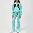 thumbnail image 3 of Zefriona Girls Cute Bow Print Crewneck Sweatshirt and Flared Leg Pants 2-Piece Outfit Set 3-14Y Blue Size 9, 3 of 3