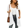 thumbnail image 5 of Uvplove Women's Short Sleeve Summer Open Front Cardigan Lightweight Knit with Pcokets,White,L, 5 of 9