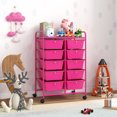 thumbnail image 4 of Costway 10-Drawer Mobile Art & Craft Storage Carts Trolley with Handles & 4 Universal Wheels Hot Pink, 4 of 8