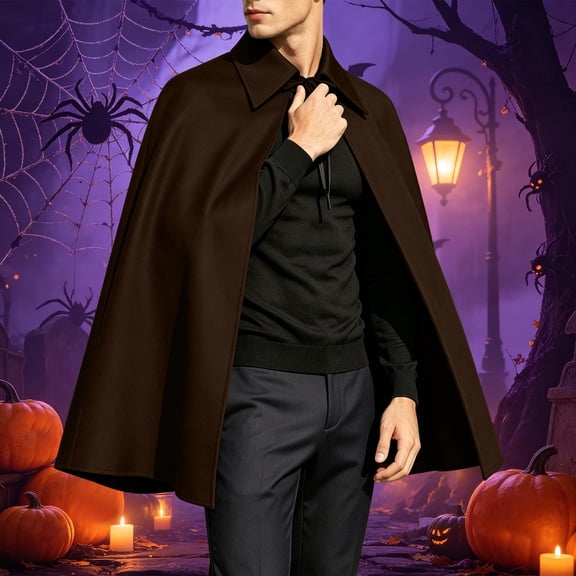 Men's Classic Vampire Cape Costume Gothic Victorian Cloak with Pointed Collar Vintage Magician Dracula Outfit for Halloween Cosplay Themed Dress Up