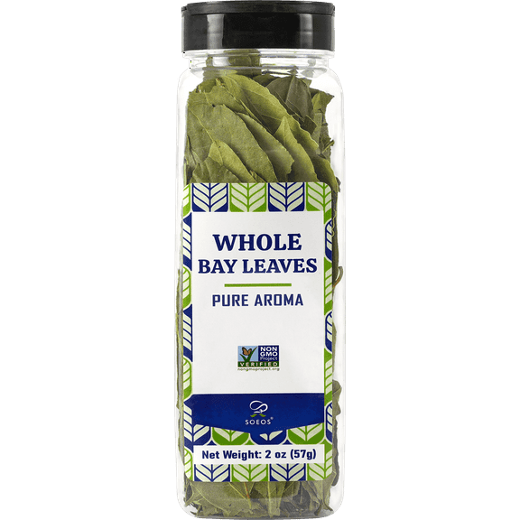 Soeos Whole Bay Leaves, Dried for Soups, Stews, Braising & Seasoning, 2 oz (56g) Bag, Rich Aroma