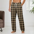 thumbnail image 2 of Men Pajama Pants Plaid Stretch Comfy Lounge Pants Drawstring Waist Sleep Bottoms with Pockets Halloween Christmas Loose Fit Pj Bottoms (8-Brown, XX-Large), 2 of 6