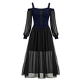 thumbnail image 2 of JOANKDMI Women's Gothic Midi Dress Elegant Vampire Costume Cold Shoulder Sheer Long Sleeve Lace-up Corset for Roleplay Halloween Party Outfit Chic, S-3XL, 2 of 8