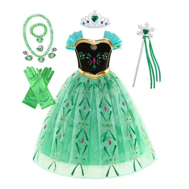 Vestidos de princesa Elsa Anna de Disney, vestido de malla con lentejuelas para niñas, disfraces de Reina de la nieve de Frozen, vestidos de fiesta de cumpleaños y Carnaval