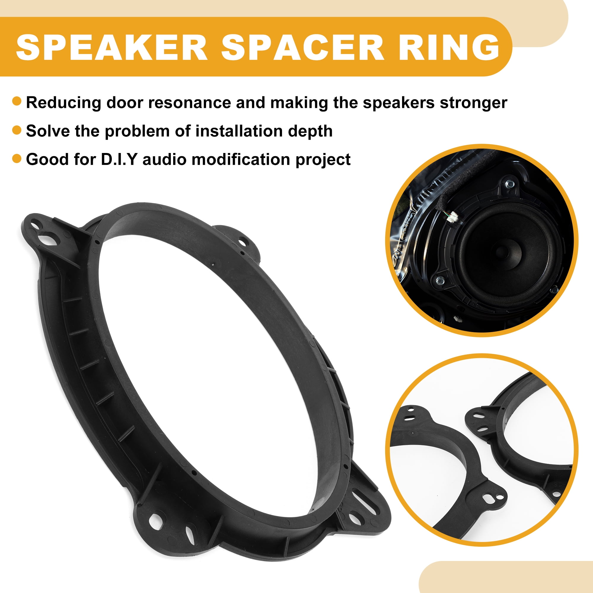 Unique Bargains Speaker Spacer Ring 6x9 Tweeter Adaptor for Toyota ABS Black