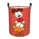 thumbnail image 1 of Cesta para ropa sucia GarField redonda de una sola capa, duradera, de tela Oxford, impermeable, portátil, plegable, para baño, bolsa de almacenamiento de ropa con asa pequeña., 1 of 7