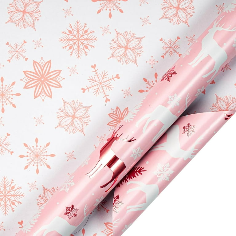 RUSPEPA Reversible Wrapping Paper Roll - Christmas Gingerbread and  Snowflake Pattern Great for Christmas, Party, Baby Shower - 17.5 Inches X  32.8 Feet 