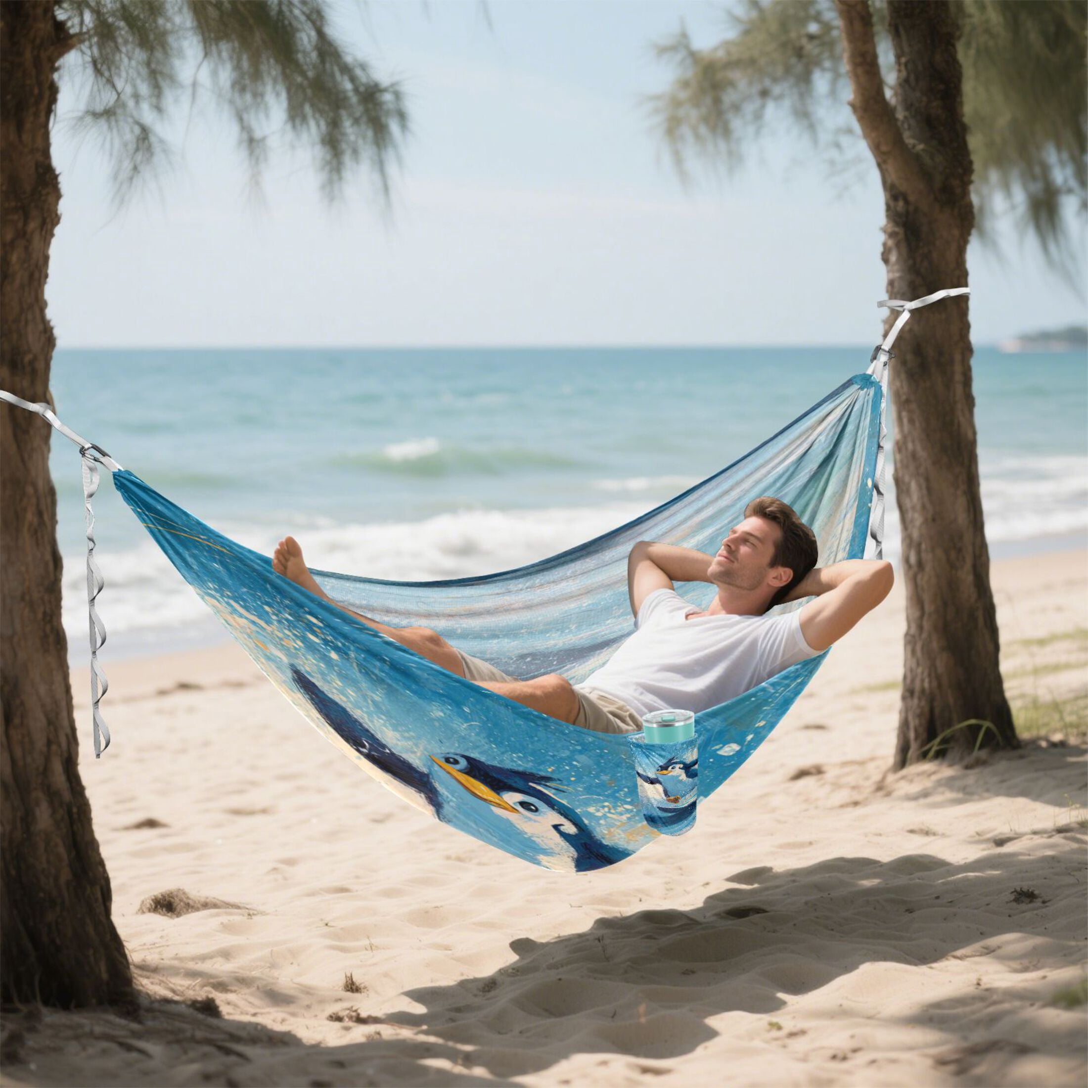 Hanging Hammock Portable Travel Camping For Outdooor Beach Camping Hiking Penguin