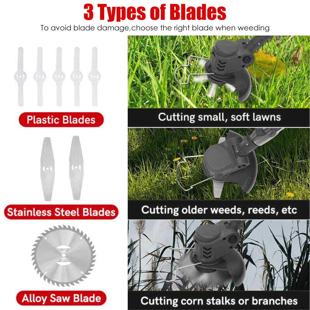 G·PEH Cordless Weed Eater 900W Electric Brush Cutter Lawn Edger Grass String Trimmer