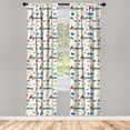 thumbnail image 3 of Ambesonne Dog Lover Curtains, Wiener Dog Cartoon, Pair of 28"x84", Multicolor, 3 of 5