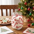 thumbnail image 5 of Christmas Glass Cups, Peppermint Candy Cane Pattern Drinking Tumbler, Clear Glass Cup for Xmas Holiday Table Setting, Christmas Glassware for Home Party, Red, 5 of 6