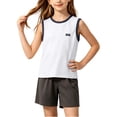thumbnail image 6 of Cethrio Boys Cotton Pajama Sets, Soft Sleeveless Summer 2 PC Kids Clothing Sets White Size 14-15 T, 6 of 6