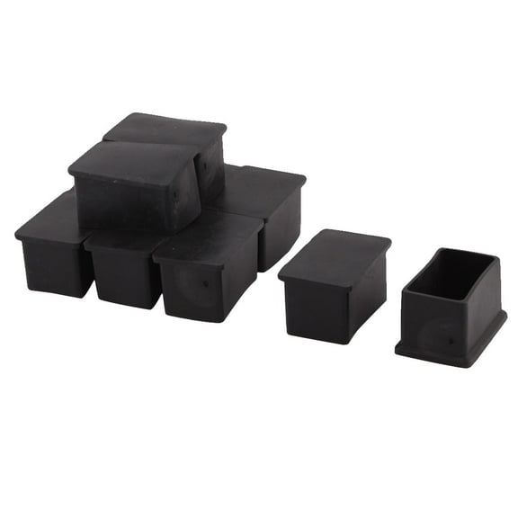 Unique Bargains Antislip Rubber Rectangle 1.18" x 1.97" Chair Foot Cover Table Furniture Leg Protector Black 10Pcs