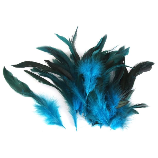 Bewildely Pluma de cola natural Adornos hermosos Decoración de carnaval Accesorios para tocados de disfraces de bricolaje, Rosa roja Tela de costura y artesanía Lago azul Bewildely HA8491-01B