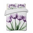 thumbnail image 2 of Quilts Twin XL Size, Purple Tulip Floral Soft Comforter Bedding Set for Bed, Farmhouse Elegant Botanical Flowers Lightweight Quilted Bedspread with Pillow Cover(2 Pieces) for All Season, 68x98 Inch, 2 of 6