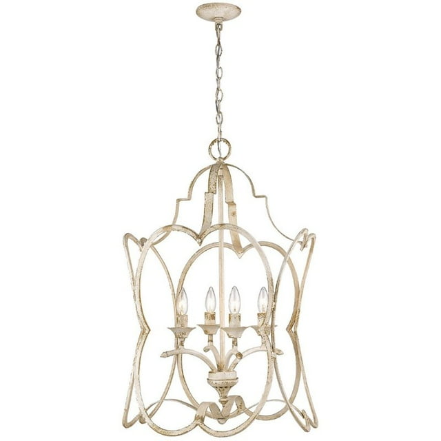 Beaumont Lane 4 Light Fluted Cage Pendant in Antique Ivory