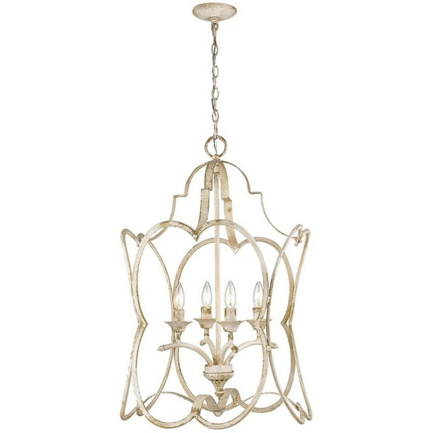 Beaumont Lane 4 Light Fluted Cage Pendant In Antique Ivory Walmart Com Walmart Com