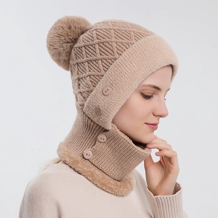 qolati Beanie Hat for Men Women with Face Mask Winter 