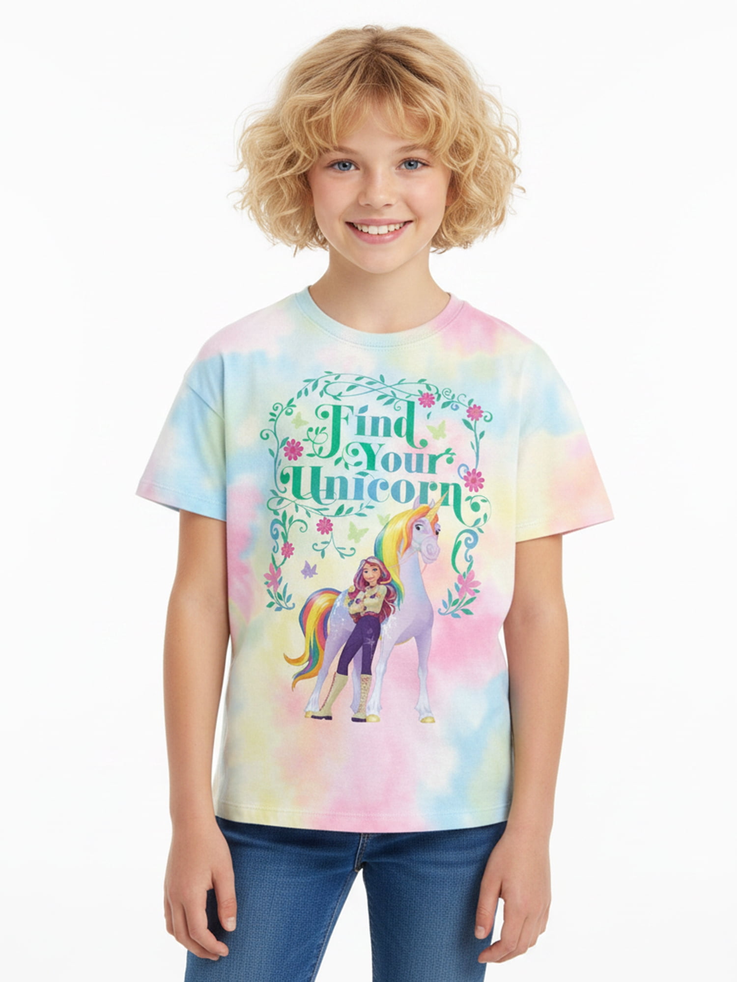 Netflix Unicorn Academy Girls' Graphic Tee with Short Sleeves, Sizes 4-16