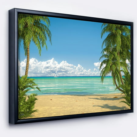 UPC 645124339072 product image for DESIGN ART Designart 'Palms at Caribbean Beach' Seashore Photo Framed Canvas Art | upcitemdb.com