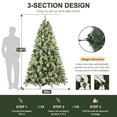 thumbnail image 4 of Makeatree 7.5 ft Snow-Tips Pre-Lit Christmas Tree with Pine Cones Premium Artificial XMAS Tree with 450 Warm White Lights for Home Metal Base, 4 of 9