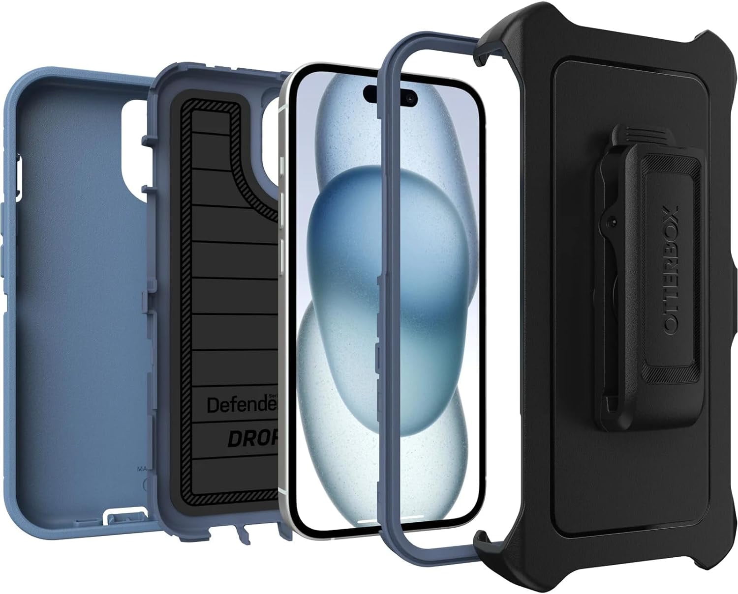 OtterBox iPhone 16e (Only) - Defender Series Pro Case - Baby Blue Jeans (Blue) - Screenless - Rugged & Durable - with Port Protection - Holster Clip Includes