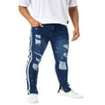 thumbnail image 2 of MesaSe Men Slim Jeans  Side Stripe Print Mid Waist Zip Ragged Button Straight Jeans Casual Pencil Trousers, 2 of 6