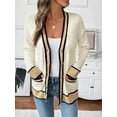 thumbnail image 6 of Cardigan Sweaters for Women Light-Weight Long Sleeve Open Front Knit Cardigan with Pockets Cream White M, 6 of 10