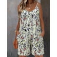 thumbnail image 2 of Plus Size Allover Print Cami Romper Jumpsuit, Casual Pocket Ruched Sleeveless Romper Jumpsuit, Women's Plus Size Clothing, 2 of 7