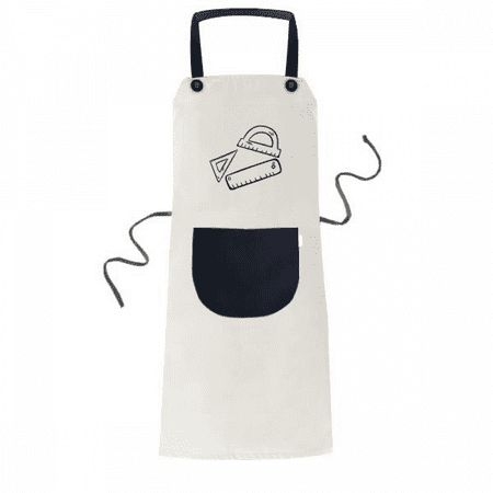 

Ruler Aids Learning Art Deco Fashion Apron Adjustable Bib Cotton Linen BBQ Kitchen Pocket Pinafore