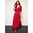 thumbnail image 5 of Roaman's Women's Plus Size Flutter Sleeve Wrap Maxi Dress, 5 of 6