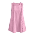 thumbnail image 6 of VBVC Women's Ruffle Trim Sleeveless Tunic Dress,Crew Neck Shift Mini Dress For Women,Ladies Lightweight Summer Breathable Dress with Pockets,Pink,S-2XL, 6 of 7