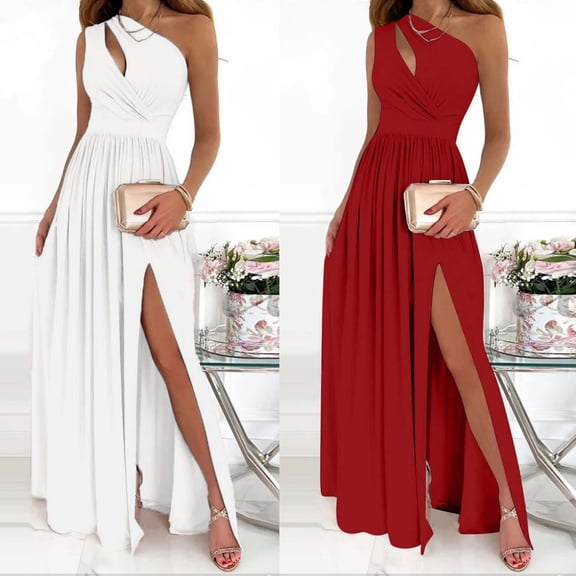 Antinious Ladies Summer Dress,Elegant Dresses for Women,Evening Dresses for Women Sleeveless Casual Fashion Party Daily Elegant Solid Dress,Red,L