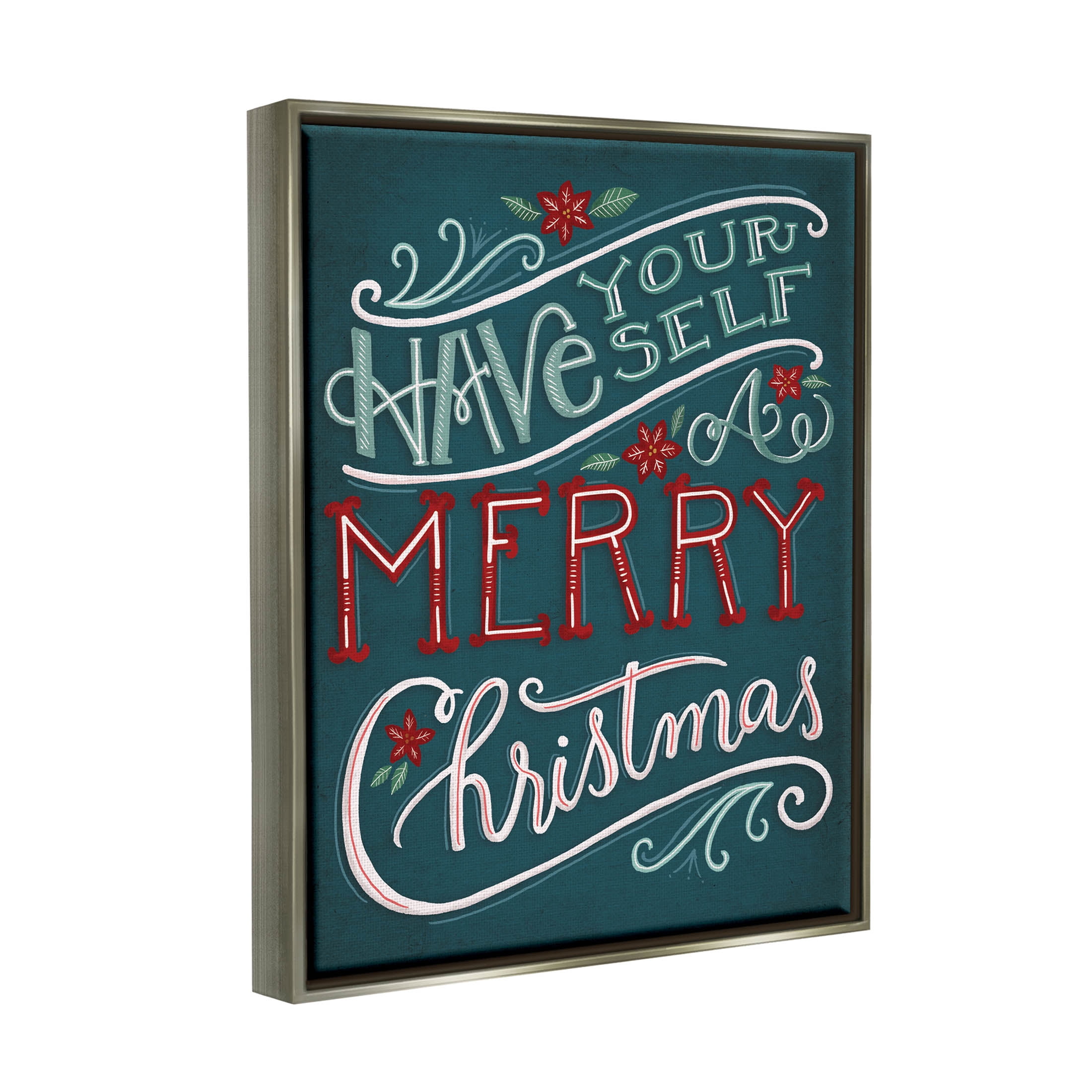 Have Yourself Merry Christmas Phrase Holiday Graphic Art Luster Gray Framed Art Print Wall Art