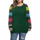 thumbnail image 2 of Moda mujer Casaul Print Plus manga larga Patchword O-cuello camiseta blusa Fridja  hkj3307, 2 of 5