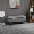 thumbnail image 2 of HOMCOM Banc Ottoman de Rangement, Repose-Pieds en Tissu de Lin Gris, 2 of 10