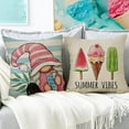 thumbnail image 4 of Summer Pillow Covers 18x18 Inch Gnomes Popsicle Ice Cream Hello Sweet Summer Vibes Pillows Decorative Throw Pillows Summer Decorations Farmhouse Cushion Case, 4 of 4