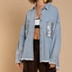 thumbnail image 5 of Chaquetas de mezclilla para mujer Abrigo casual de moda Bolsillos Lentejuelas Sólido Manga larga Sin capucha Tops Chaqueta de mezclilla Prendas de abrigo Odeerbi ODB-2, 5 of 9