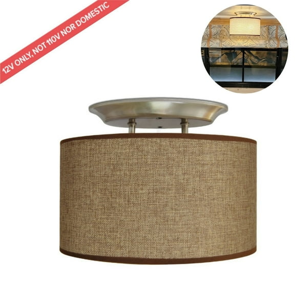 Dream Lighting 10.8" LED Pendant Light,12volts,Brown Fabric Shade, RV Trailer Interior, Kitchen Dinning Room,350lm