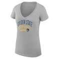 thumbnail image 2 of Women's G-III 4Her by Carl Banks Heather Gray Golden State Warriors Super-Slim Fit Lightweight Filigree Logo V-Neck, 2 of 3