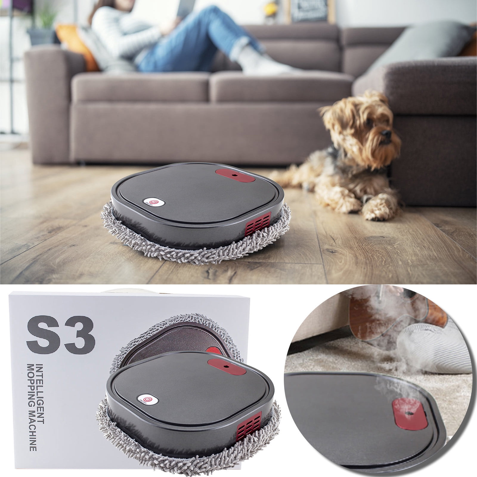 Robot Vacuum Cleaner, Automatic Sweeper with Mopping, 90Min Runtime, for Hard Floors, Pet Hair, Under Furniture Cleaning, Self-Charging, Quiet, Ideal Home Appliance Gift