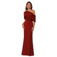 thumbnail image 1 of Vestido de noche BITALY satinado burdeos con un solo hombro, sirena, 1 of 8