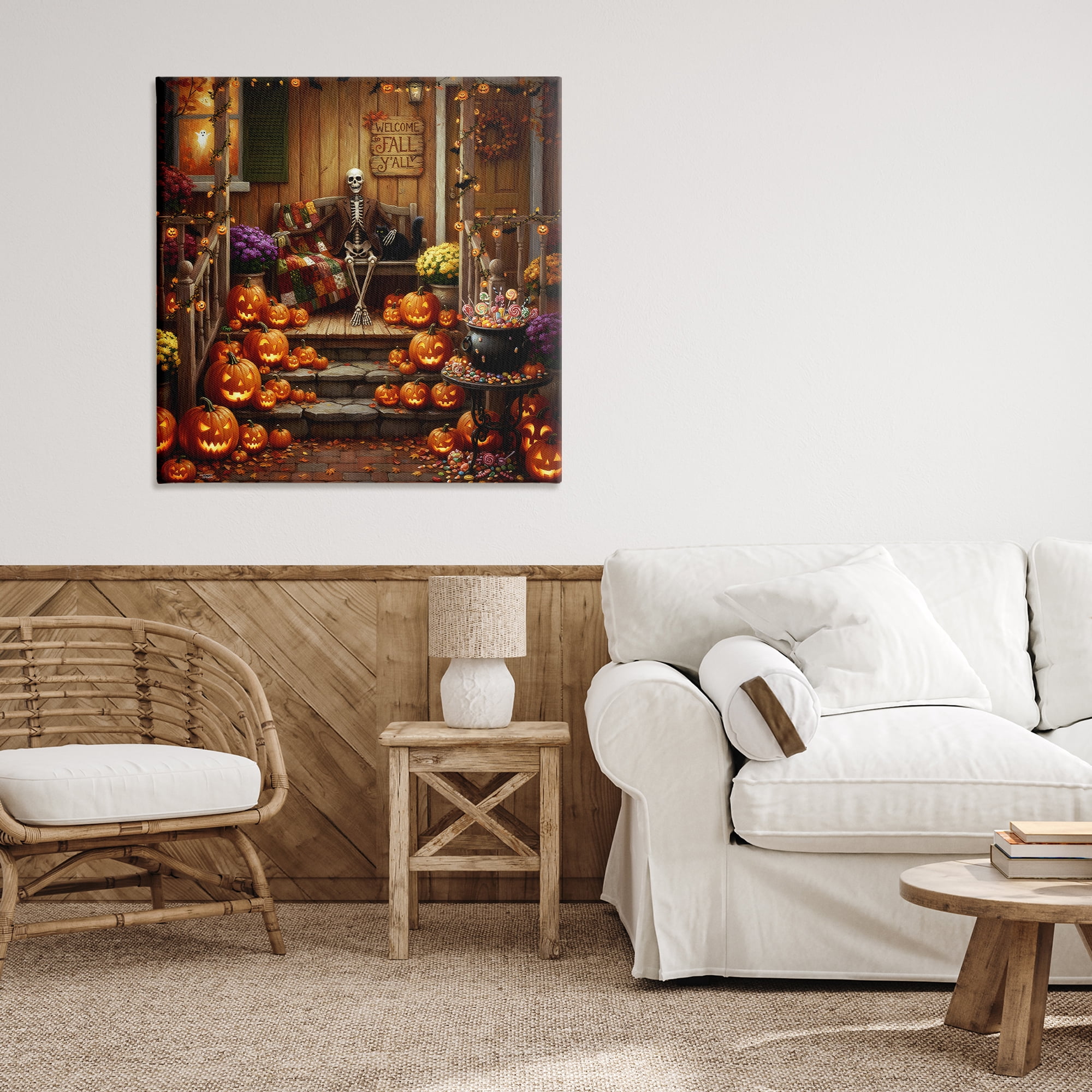 Stupell Industries Welcome To Fall Skeleton Porch Canvas Wall Art, design by Tabz Jones