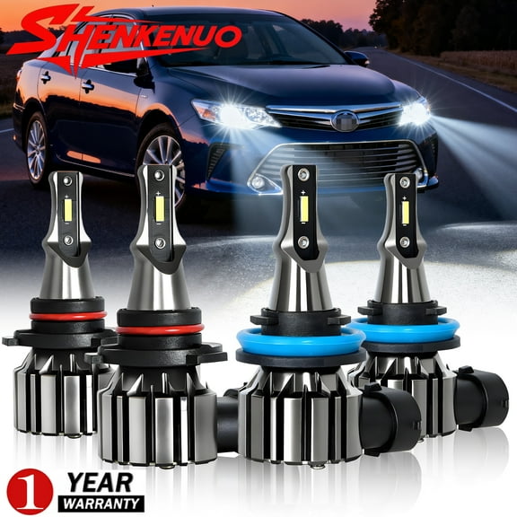 LED Headlight Bulbs, 6000K Cool White Automotive Bulb Fits Toyota Camry 2007-2014, Pack of 4