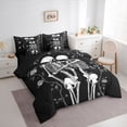 thumbnail image 3 of jejeloiu Spooky Valentine'S Day 7-Piece Bedding Comforter Set,Gothic Skull Skeleton King Bedding Sets,White Black Bed Sheets For Men Women,Super Cozy Room Decor Reversible, 3 of 8