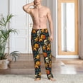 thumbnail image 5 of Uemuo Halloween Skull Pattern Men's Wide Leg Palazzo Lounge Pants with Pockets Light Weight Loose Comfy Casual Pajama Pants-Small, 5 of 9