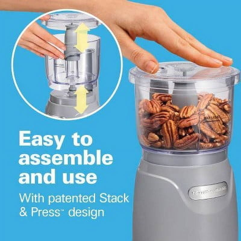 3-Cup Stack & Press Food Chopper - Gray : Compact Vegetable Processor, Dishwasher-Safe Parts