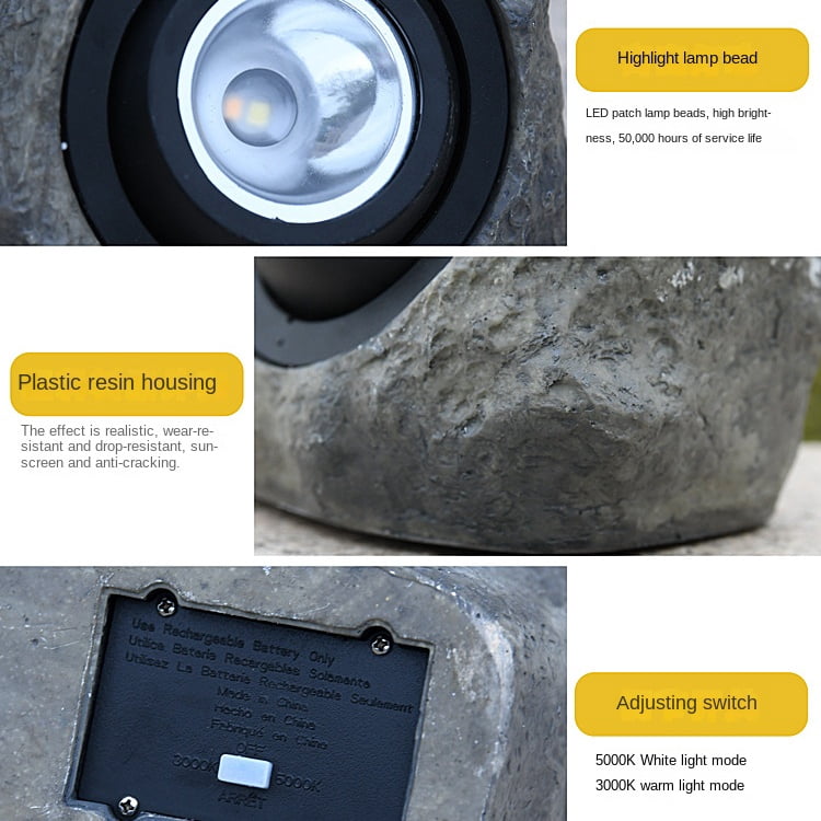 Solar-Powered LED Decorative Rock Lights, Outdoor Garden Landscape Lighting for Yard, Pathway, or Lawn, Waterproof, Auto On/Off, Realistic Stone Design, Easy Installation