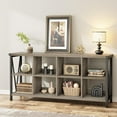 thumbnail image 1 of 8-Cube Bookshelf, 62" Long 3 Tier Console Table, Industrial Storage Bookcase, Freestanding Open Book Shelves for Bedroom, 1 of 7