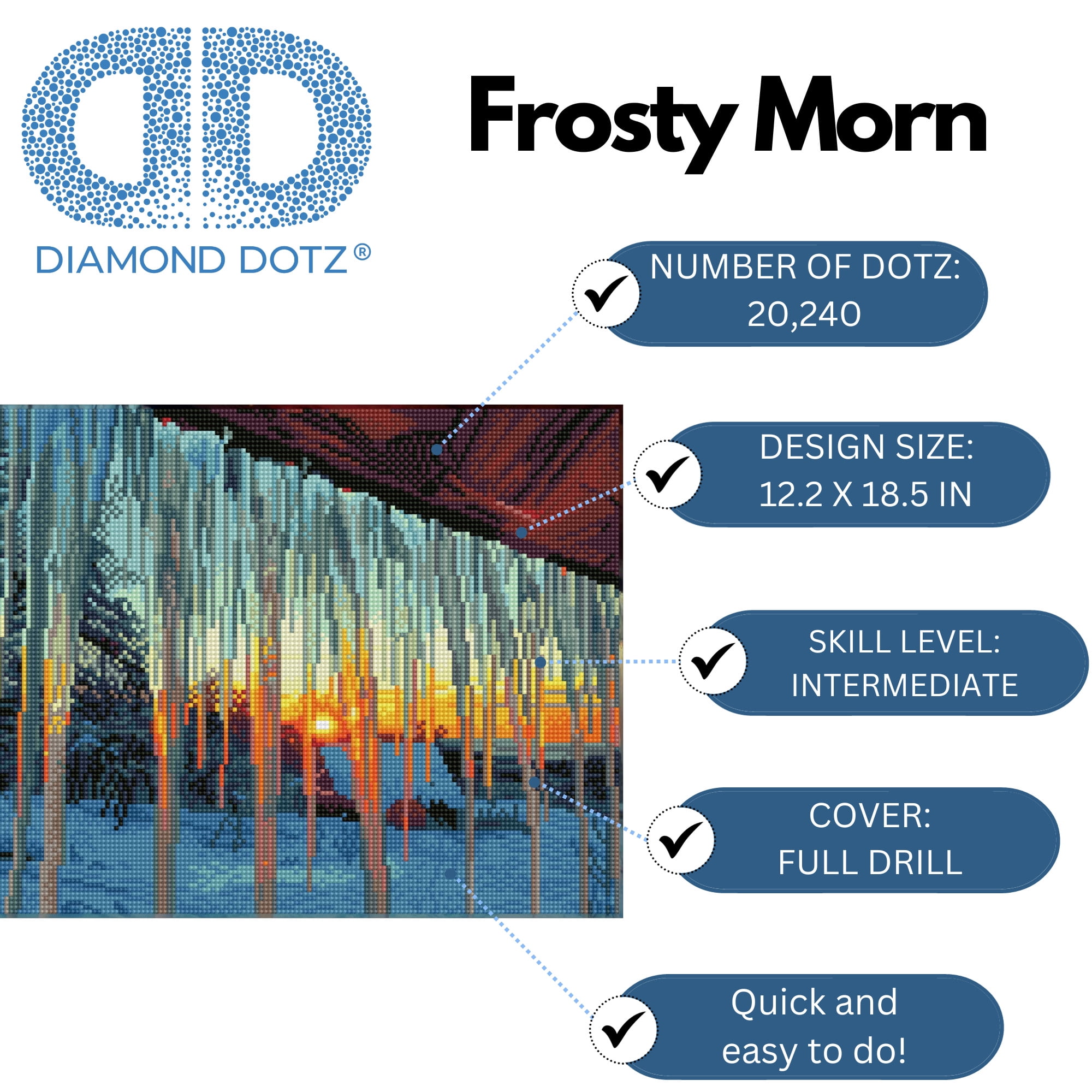 Diamond Dotz Frosty Morn Diamond Painting Kits for Adults - Diamond Art Kits a Relaxing Creative Craft Kit with Dotz Gems 12.2x18.5